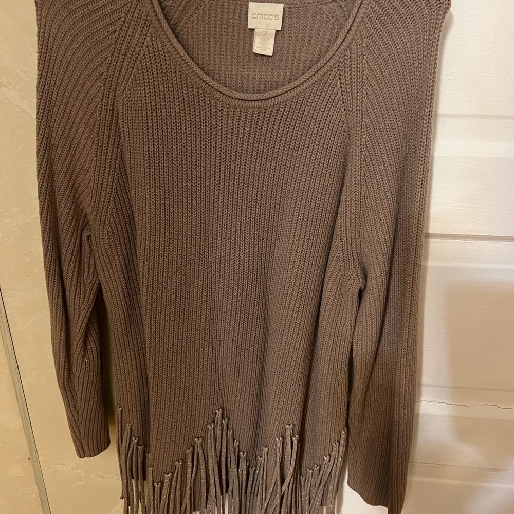Chico's Brown Fringe Sweater